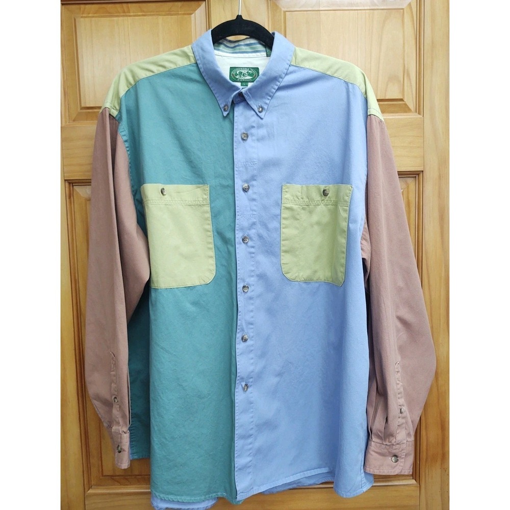 Susquahanna Trail Outfitters Men's Shirt Large Cotton Color blocked Button Down